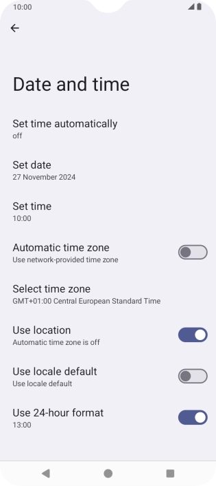 Press Set time automatically. Press Set time automatically.