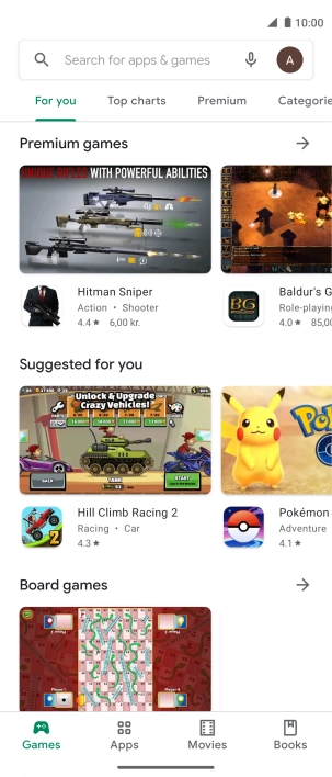 Press the search field.