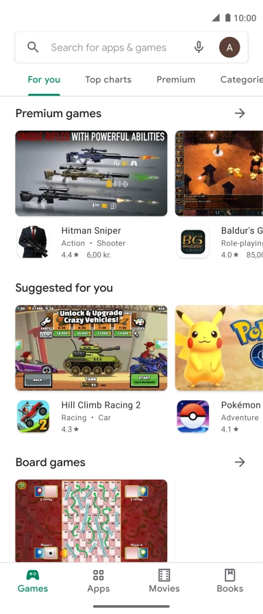 Press the search field.