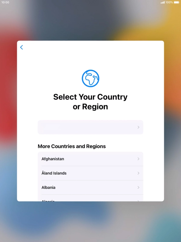 Press the required country or area.