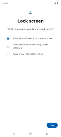 Press the required setting.