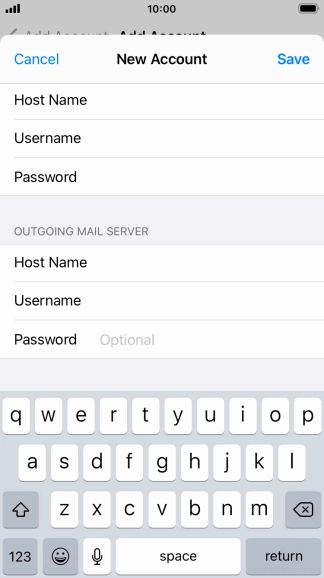 Press Password and key in the password for your email account. Please note that if you're using Vodafone's outgoing server, leave the password field empty. Press Password and key in the password for your email account. Please note that if you're using Vodafone's outgoing server, leave the password field empty.