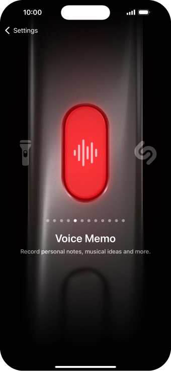 Slide your finger right or left on the screen to select the required function. Slide your finger right or left on the screen to select the required function.