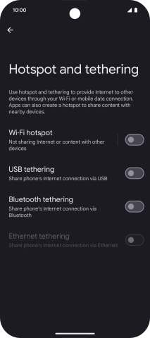 Press Wi-Fi hotspot. Press Wi-Fi hotspot.