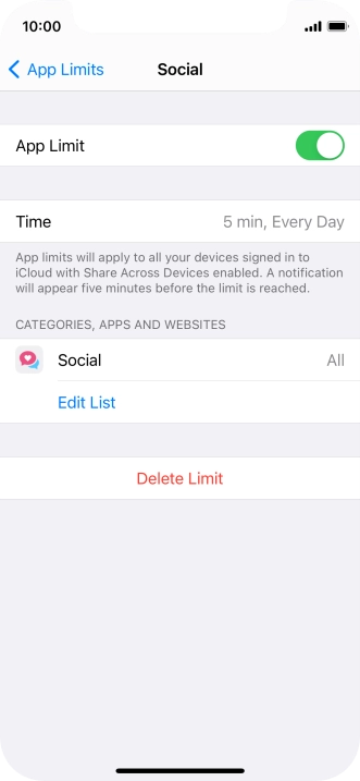 Press Delete Limit.