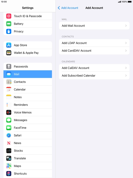 Press Add Mail Account. Press Add Mail Account.