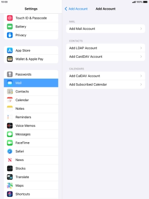 Press Add Mail Account. Press Add Mail Account.