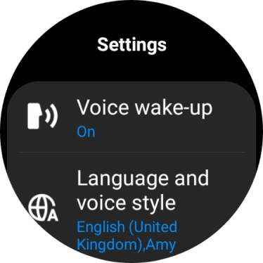 Press Language and voice style. Press Language and voice style.