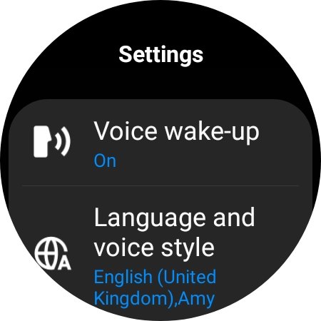 Press Language and voice style. Press Language and voice style.