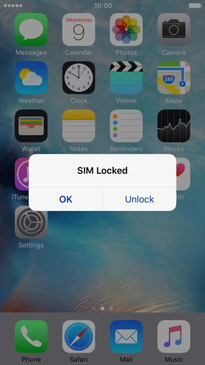 If your SIM is locked, press Unlock.