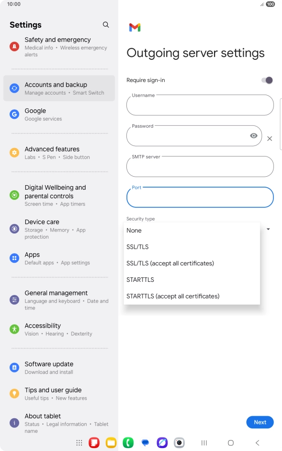 Press SSL/TLS.