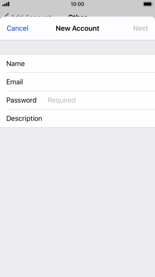 Press Password and key in the password for your email account.
