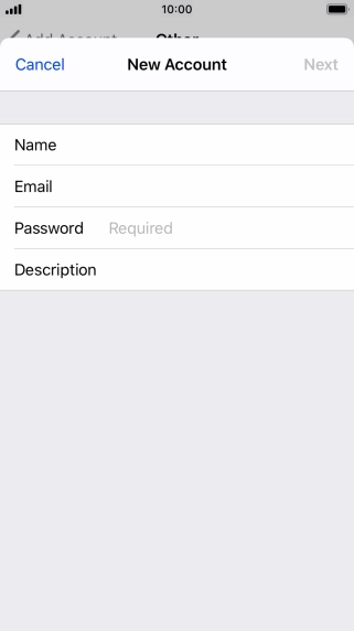 Press Password and key in the password for your email account.