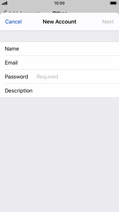 Press Password and key in the password for your email account.