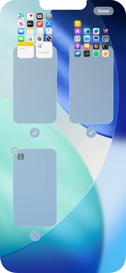 Press the delete icon next to the required home screen page. Press the delete icon next to the required home screen page.
