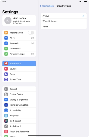 To select notification preview on the lock screen, press Always. To select notification preview on the lock screen, press Always.