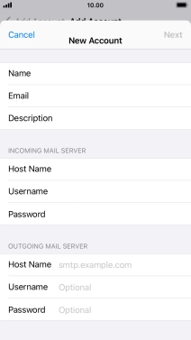 Press Host Name and key in the name or IP address of your email provider's outgoing server. Please note that if you can't send email messages when using your email provider's outgoing server, key in smtp.vodafone.net.au (Vodafone's outgoing server). Press Host Name and key in the name or IP address of your email provider's outgoing server. Please note that if you can't send email messages when using your email provider's outgoing server, key in smtp.vodafone.net.au (Vodafone's outgoing server).