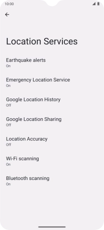 Press Google Location Accuracy. Press Google Location Accuracy.