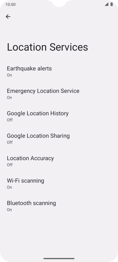 Press Google Location Accuracy. Press Google Location Accuracy.