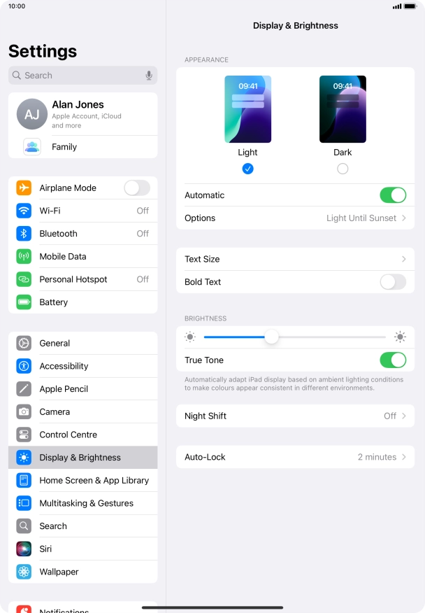 If you turn on the function, press Options and follow the instructions on the screen to select the required period of time for Dark Mode. If you turn on the function, press Options and follow the instructions on the screen to select the required period of time for Dark Mode.