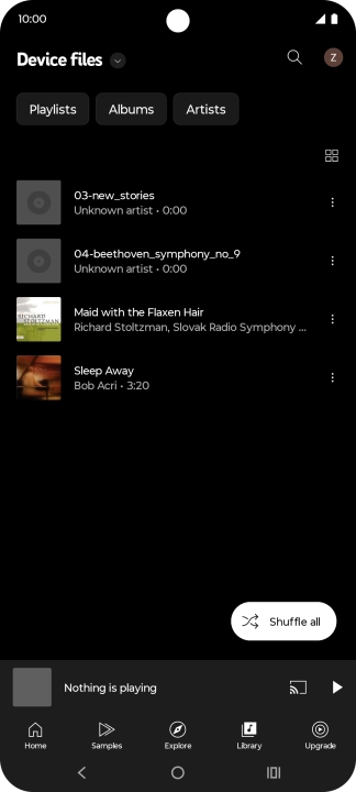Press the required audio file.