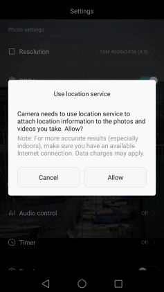 If you turn on the function, press Allow.