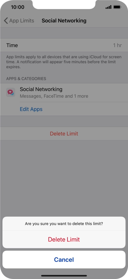 Press Delete Limit.