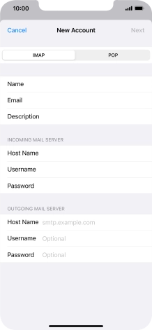 Press Host Name and key in the name of your email provider's outgoing server. Please note that if you can't send email messages when using your email provider's outgoing server, key in smtp.vodafone.net.au (Vodafone's outgoing server).