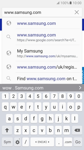 Key in the address of the required web page and press Go. Key in the address of the required web page and press Go.