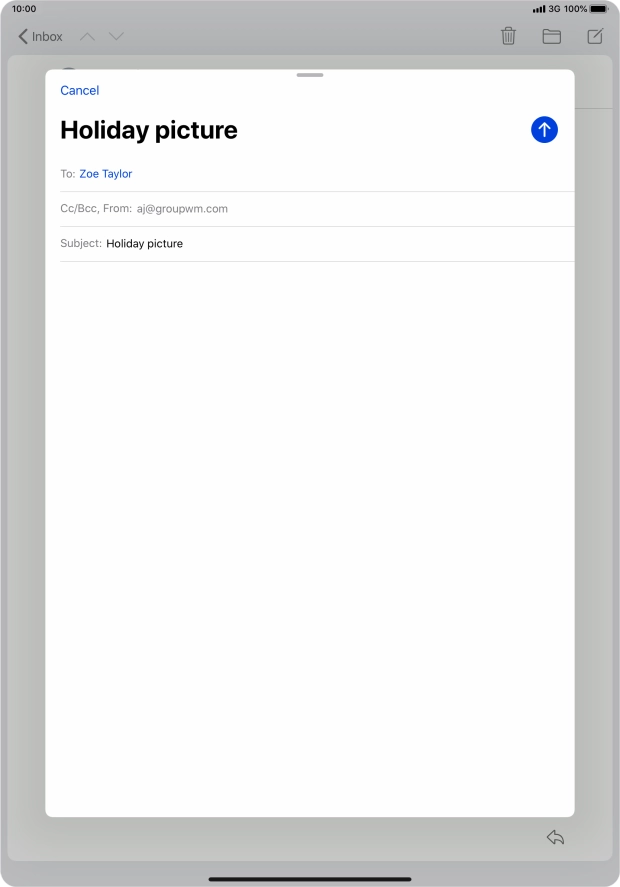 Press the text input field and write the text for your email message.