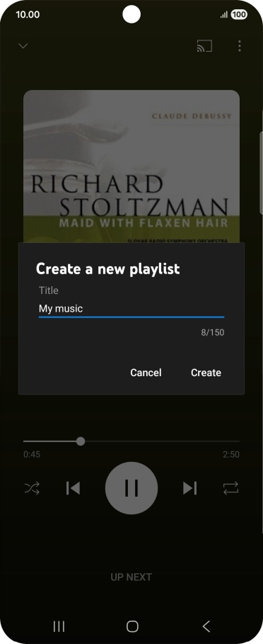 Key in a name for the playlist and press Create.