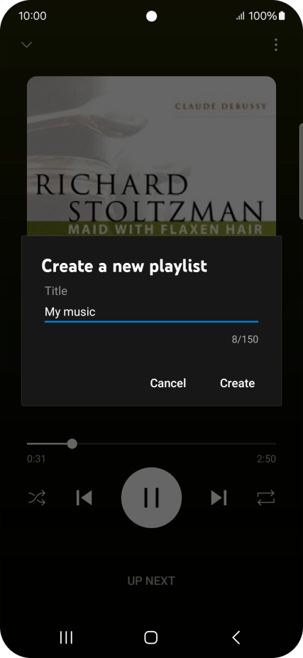 Key in a name for the playlist and press Create.