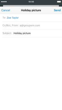 Press the text input field and write the text for your email message.