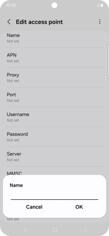 Key in Vodafone Internet and press OK.