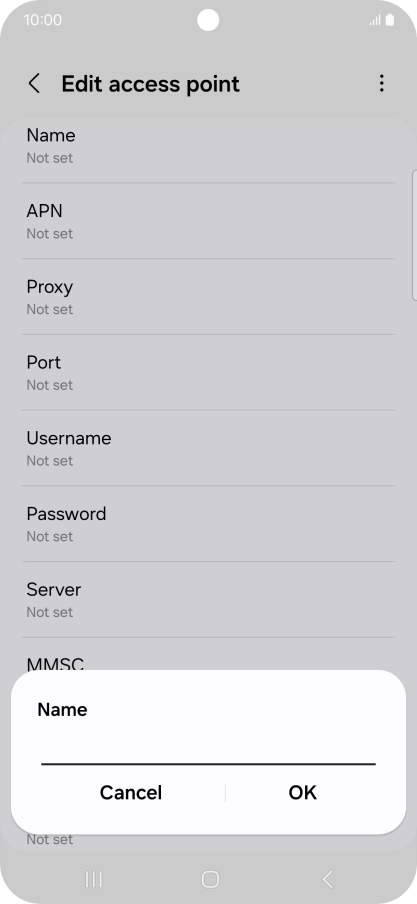 Key in Vodafone Internet and press OK.