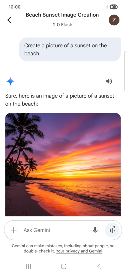 You can also ask Gemini to generate a picture based on your description.