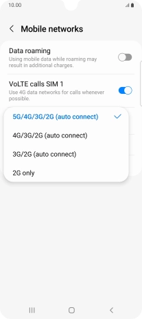 Press the required network mode. Press the required network mode.
