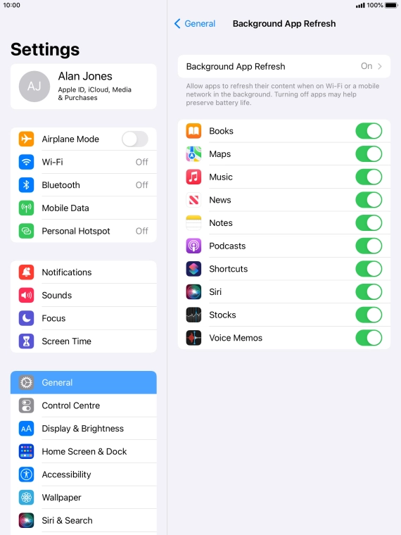 Press Background App Refresh. Press Background App Refresh.