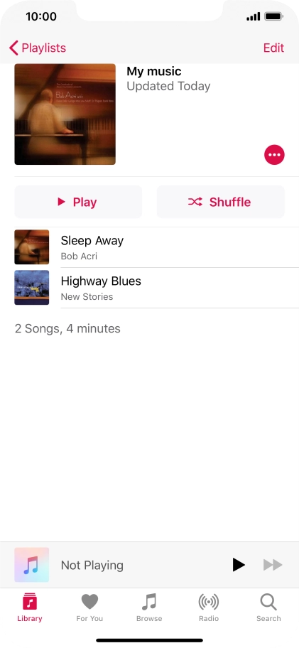 Hard press and hold the required audio file until a pop-up menu is displayed.