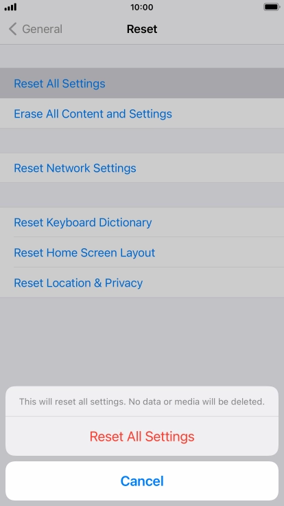 Press Reset All Settings.