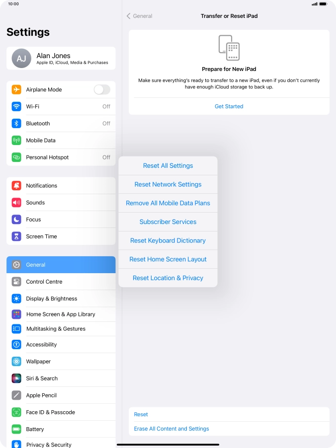 Press Reset All Settings.