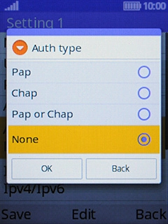 Select the required setting.