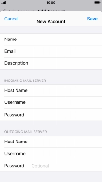 Press Password and key in the password for your email account. Please note that if you're using Vodafone's outgoing server, leave the password field empty.