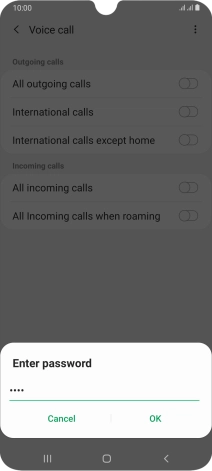 Key in your barring password and press OK. The default barring password is 0000. Key in your barring password and press OK. The default barring password is 0000.