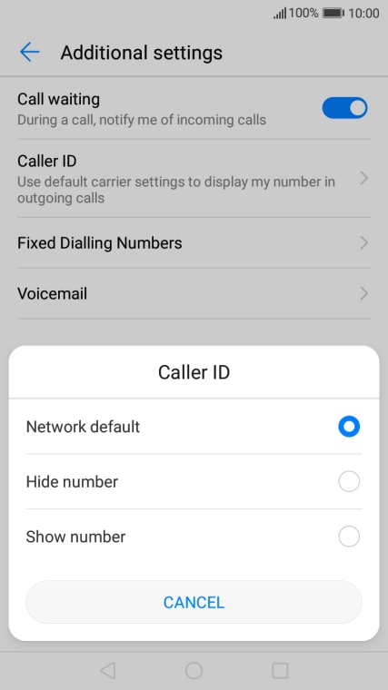 Press Show number to turn on caller identification.