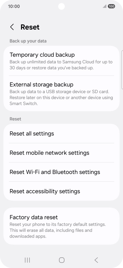 Press Factory data reset.