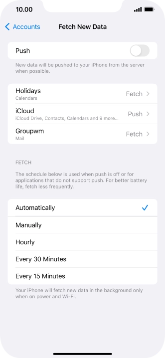 If you turn off the function, press the required setting.