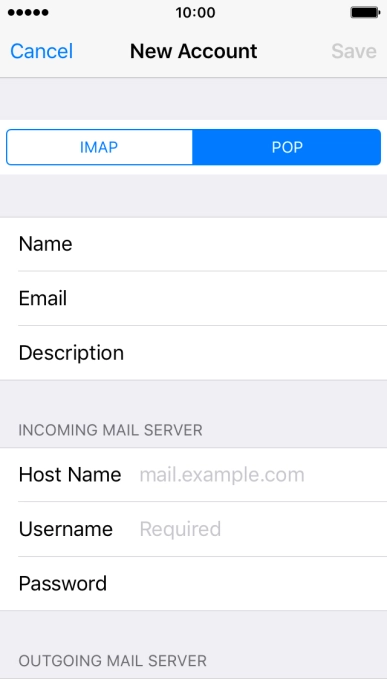 Press Host Name and key in the name of your email provider's incoming server. Press Host Name and key in the name of your email provider's incoming server.