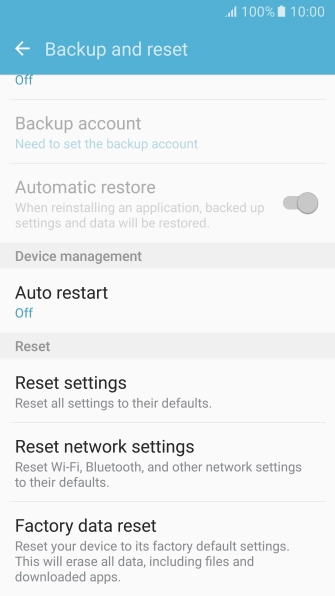 Press Factory data reset.