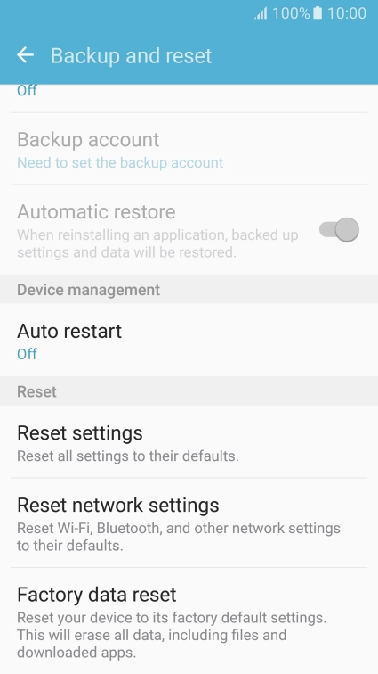 Press Factory data reset.